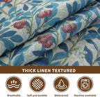 Round Waterproof Tablecloth Linen Textured Table Cloth,Stain and Wrinkle Resistant Washable Fabric Table Cover for Dining, Party, Camping and Outdoor,60Inch, Blue Leaves