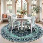 Area Rugs 7ft Washable Non-Slip, Floral Vintage Distress Print Pattern by RELEANY