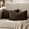 GIGIZAZA Brown Velvet Pillow Covers 12x20, Small Solid Throw Pillow Covers by GIGIZAZAFocusingonhomedecoration