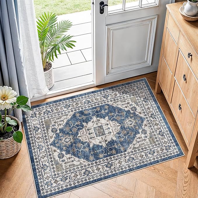 2x3 Washable Vintage Area Rug: Indoor Soft Entryway Rug by HYHAOYUNLAI