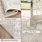 Vintage Washable Beige Blue 10x12 Rug - Image 5