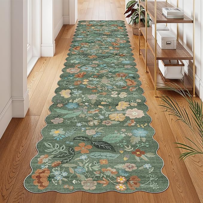 Washable 2'6x12 Hallway Runner Rug: Soft Entryway Kitchen Floral Runners Non - Image 8