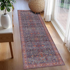 Washable Area Rug 2'6'' x 8' Vintage Traditional Persian Mat - Image 3