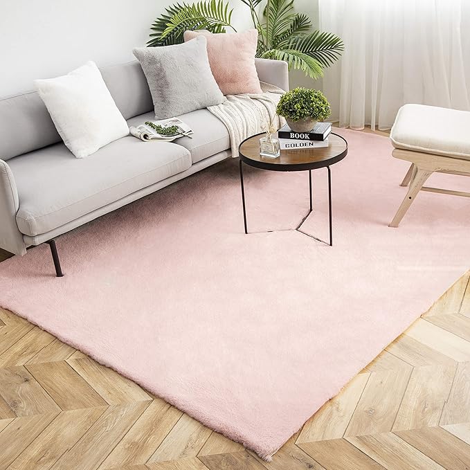 Ashler Faux Fur Rug, Ultra Soft Faux Rabbit Fur, 6 x 9 Feet Rectangle, Machine by AshlerHomeDeco