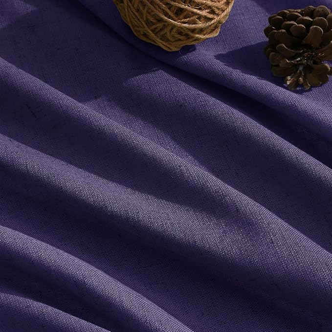 Nanspring Purple Linen Curtains 84 Inches Long, Back Tab Light Filtering Semi - Image 5