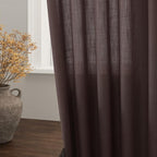 Coffee Linen Semi Sheer Curtains 120 Inches Long 2 Panels Set Back Tab Loop - Image 2