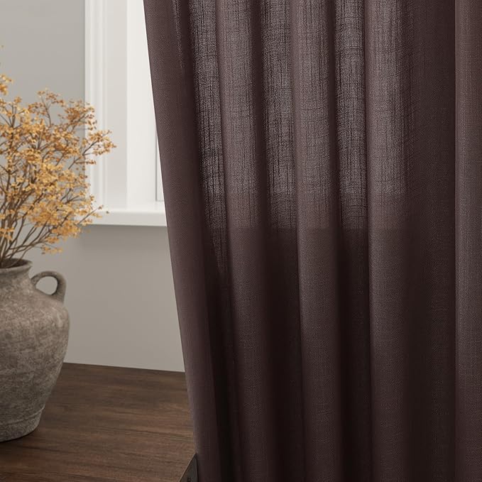 Nanspring Coffee Linen Boho Curtains - Image 2