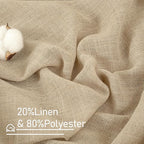 LAMIT Brown Linen Curtains 45 Inches Long 2 Panels, Light Filtering Panels Back - Image 2