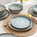 AmorArc Ceramic Dinnerware Sets for 6, 18Pcs Plates and Bowls Sets Dishes