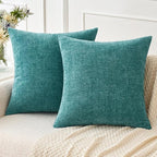 MIULEE Pack of 2 Couch Throw Pillow Covers 18x18 Inch Soft Teal Chenille Pillow by MIULEE