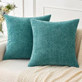 MIULEE Pack of 2 Couch Throw Pillow Covers 20x20 Inch Soft Teal Chenille Pillow by MIULEE