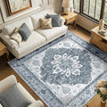 RELEANY Area Rugs Square 6ft Washable Non-Slip, Floral Vintage Distress Print by RELEANY