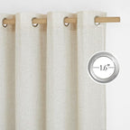 NICETOWN Natural Flax Linen Bedroom Curtains 90 inches Long, Grommet Semi Sheer - Image 2