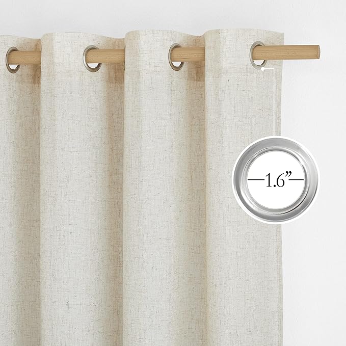 NICETOWN Natural Linen Semi Sheer Doorway Curtains, Grommet Top Thick Flax Semi - Image 2