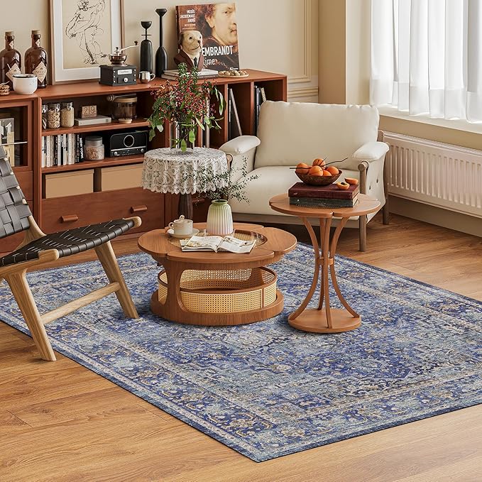 Washable Area Rug 6' x 9' Vintage Traditional Persian Mat - Image 2