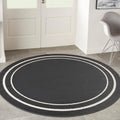 Nourison Home Nourison Essentials Black Ivory 4' x Round Area Rug - Easy Clean, Non Shedding, Bed Room, Living Room, Dining Room, Kitchen (4' x Round)