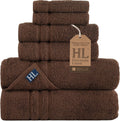 Hawmam Linen Towel Set, Turkish Cotton, 6 Pack, Brown