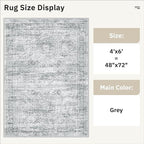 Area Rugs 4x6 for Living Room, Vintage Washable Rugs for Dining Room, Non-Slip - Image 5