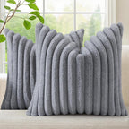 decorUhome Cozy Faux Fur Throw Pillow Covers 20x20 Set of 2 Decorative Soft by decorUhome