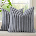 decorUhome Cozy Faux Fur Throw Pillow Covers 18x18 Set of 2 Decorative Soft by decorUhome