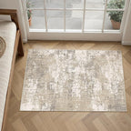 PureCozy Beige Area Rug 2x3 Machine Washable Modern Abstract Entryway Carpet by PureCozy