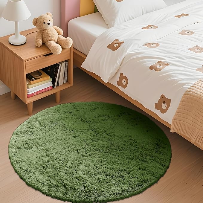 OLANLY Green Round Rugs for Bedroom - Image 3