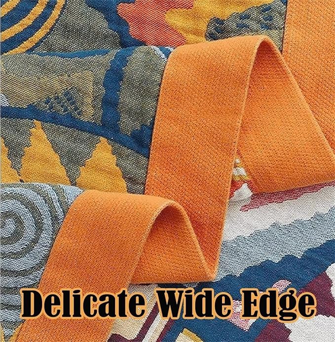 MSGKV Boho Throw Blanket for Bed 100% Cotton Blankets 90''x98'' Decorative - Image 7
