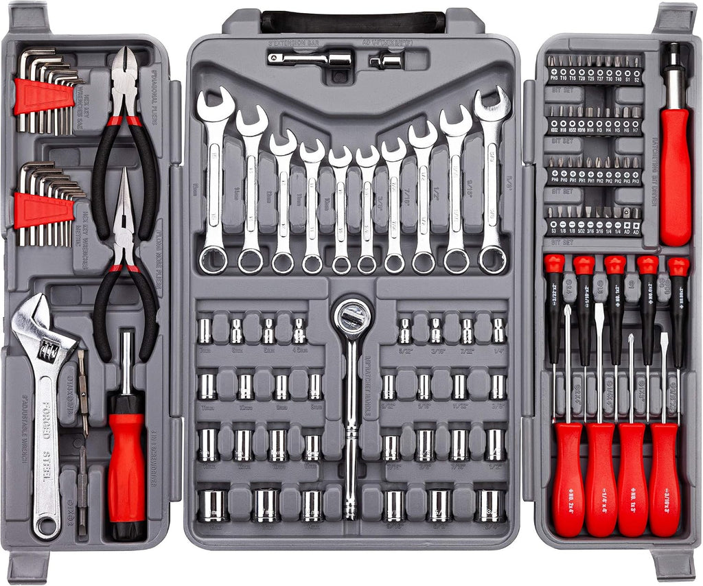 CARTMAN 123-Piece Socket Wrench Tool Set, Auto And Home Repair Kit Case Box