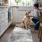 Abstract 2x4 Entryway Area Rugs: Washable Water Resistant Kitchen Rug Non-Slip - Image 2