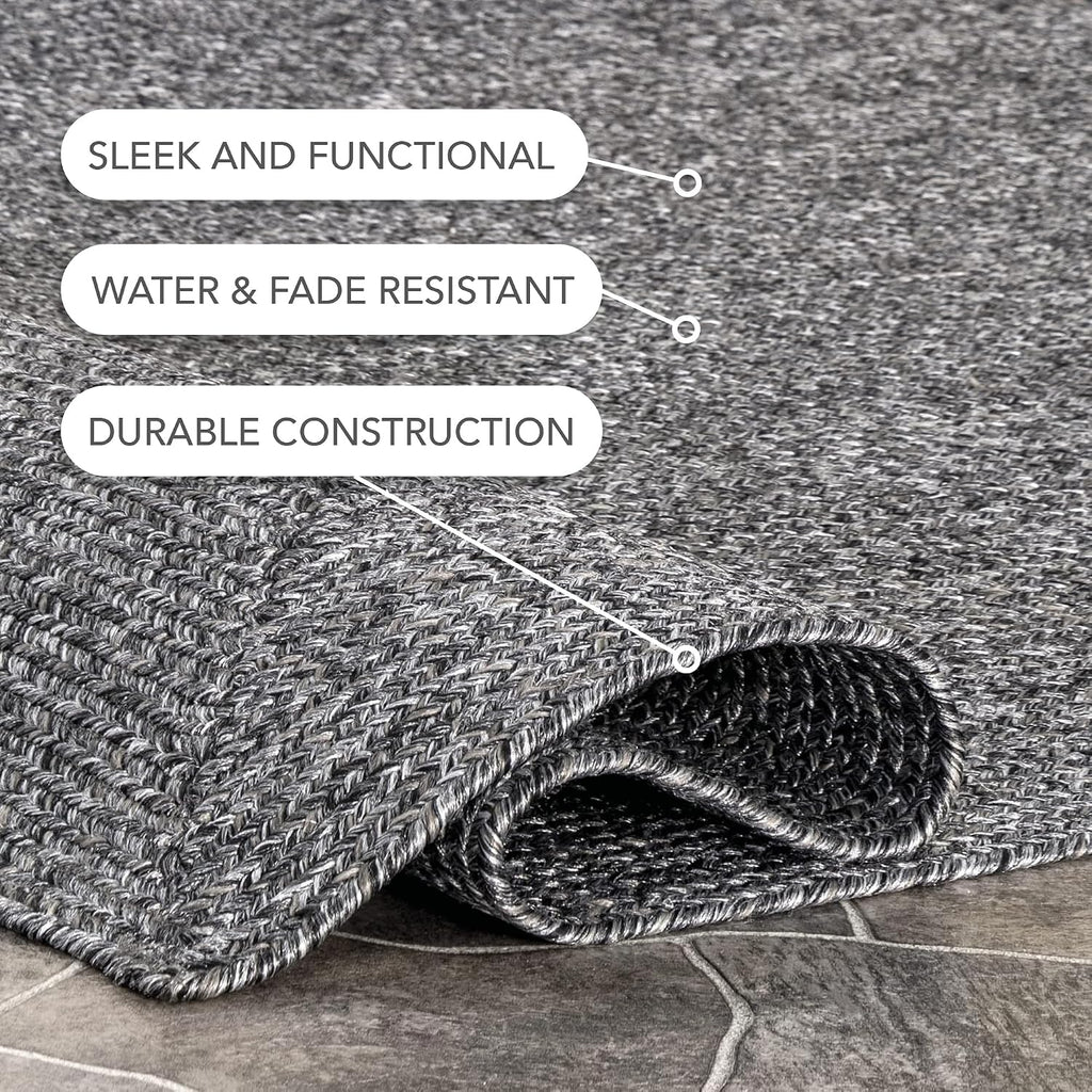 nuLOOM Wynn Charcoal Solid Power Loomed Indoor/Outdoor Runner Rug, 2' x 12'