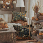 Rustic William Morris Inspired Autumn Forest Decor Throw Pillow Covers 18x18 - Image 3