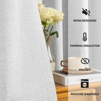 Yakamok White Curtains 100% Blackout 84 Inches Long, Room Darkening Textured - Image 5