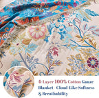 MSGKV Boho Throw Blanket for Couch Cotton Floral Blanket 50"x60" Throws for - Image 4