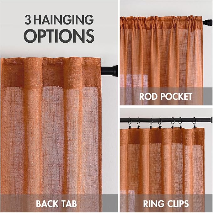 MIULEE Orange Curtains 90 Inch Length 2 Panels - Image 2