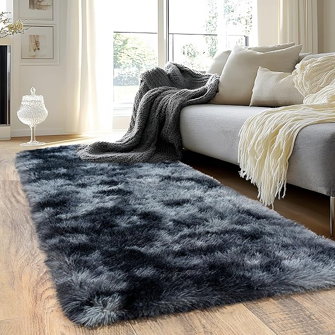 Runner Rugs for Bedroom, 2x6 Fluffy Throw Area Rug Non Slip for Bedside Dorm by Quntue