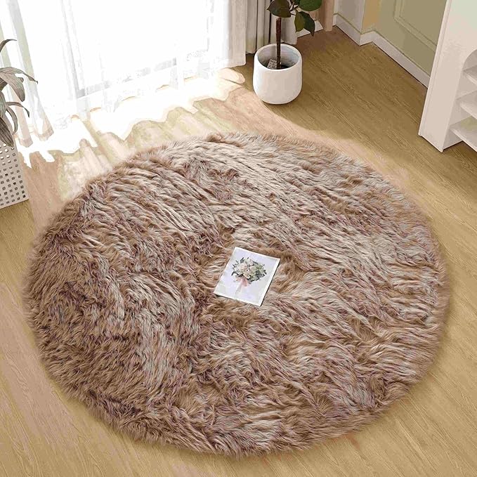 Goolela Circle Sheepskin Rug 5ft Round Fluffy Fuzzy Furry Carpet - Image 2