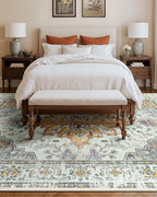 Area Rugs 9'x12' Washable Non-Slip, Floral Vintage Distress Print Pattern - Image 8