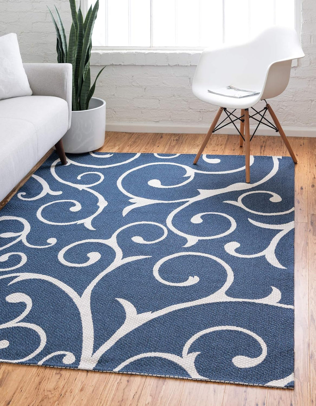 Unique Loom Decatur Collection Damask Botanical, Geometric, Modern Area Rug (2' 2 x 3' 0 Rectangular, Navy Blue/ Ivory)