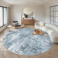 8x8 Blue/Grey Round Rug 8ft Living Room Circle Rug Vintage Round Area Rug Non by Soalmost
