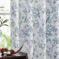 jinchan Linen Floral Curtains for Living Room 84 Inch Length Blue Printed by JINCHAN