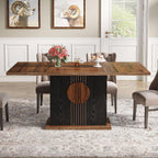 Tribesigns 55" Rectangular Dining Table for 4 to 6 People, Farmhouse Wood Dinner Table for Kitchen, Dining Room & Living Room (Rustic Brown & Black)