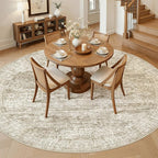 9x9 Brown Round Rug 9ft Living Room Circle Rug Vintage Round Area Rug Non Slip - Image 2