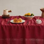 Tassel Linen Rectangular Table Cloth, Burgundy 60x120 Inch