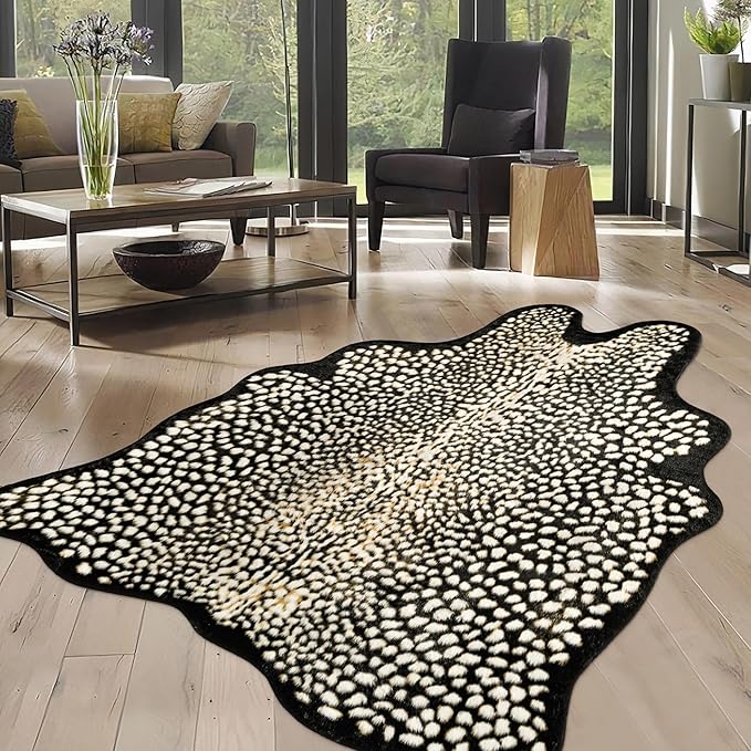 Leopard Print Rug for Living Room, Cheetah Rug 5.2x7 Faux Animal Print Skin by WARMHAVEN