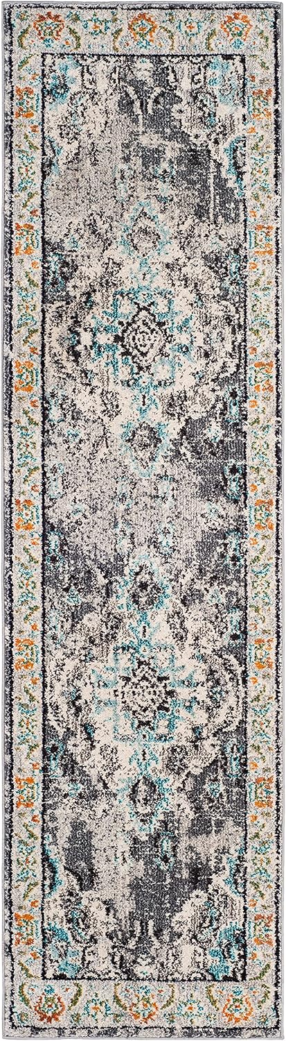 SAFAVIEH Monaco Runner Rug 2'2"x12', Grey & Light Blue MNC243G
