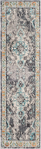SAFAVIEH Monaco Runner Rug 2'2"x12', Grey & Light Blue MNC243G