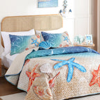 weigelia Coastal Quilt Queen Size, Beach Lightweight Summer Bedding