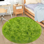 4x4 ft Tie Dye Green Round Rug for Bedroom Room Fluffy Circle Rug Furry Carpet - Image 6