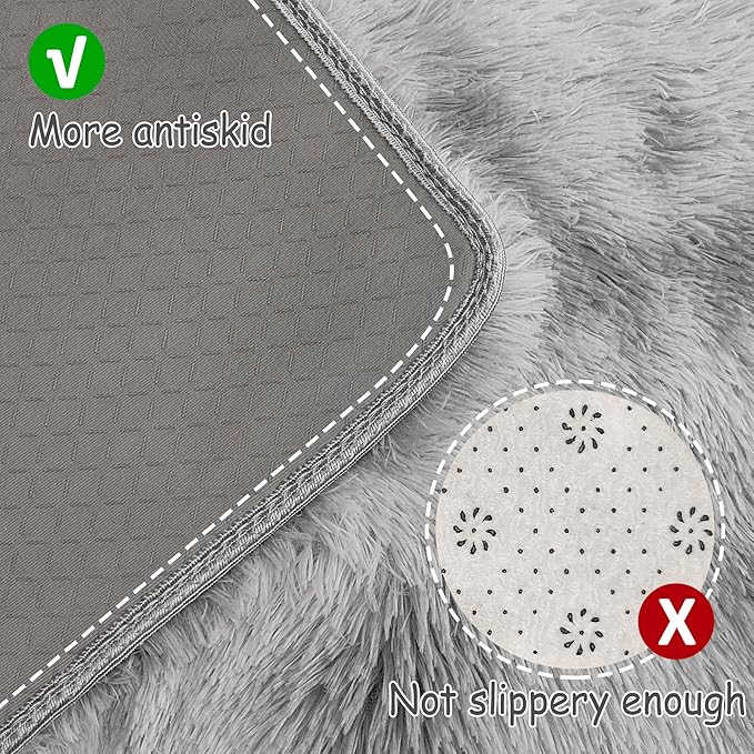 Tie Dye Grey Soft Shaggy Fluffy Rug - Image 3