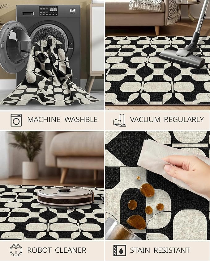 Latte&Fog 2x3 Entryway Rug, Small Modern Abstract Door Mat Samll Rug, Washable - Image 5